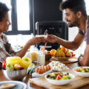 Couple preparing food