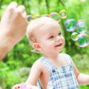 child play, baby activity, blowing bubbles